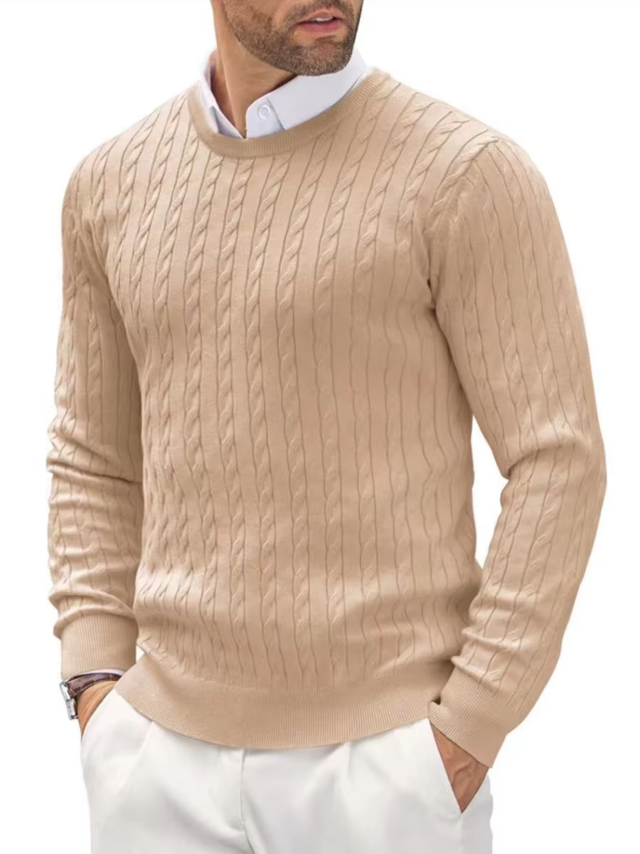 Nouveau Pull tricoté à col rond pour hommes pour l'automne et l'hiver