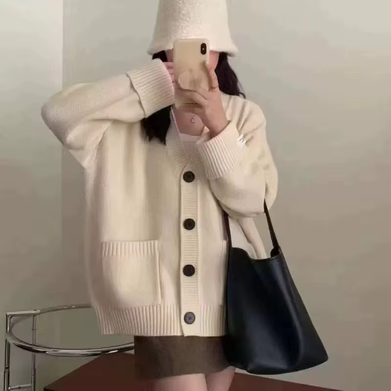 OCEANLOVE Cardigans automne hiver solide Style Preppy femmes chandails mode coréenne col en V ample