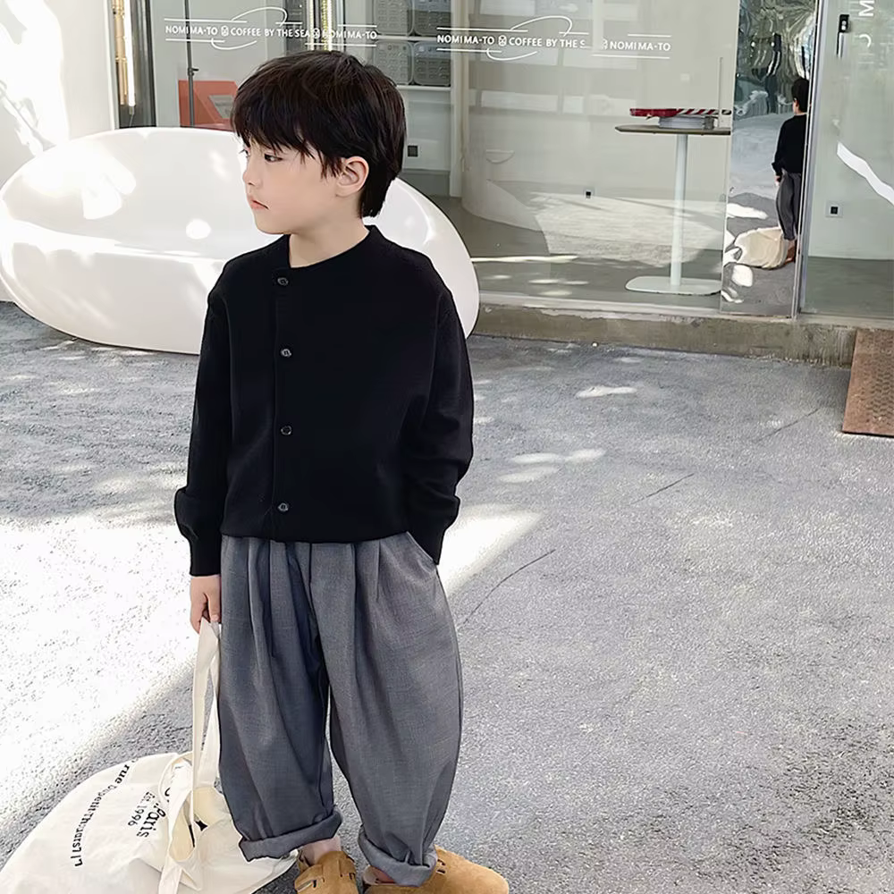 Cardigan tricoté pour bébé fille et garçon, pull à boutons irréguliers, couleur unie, vêtements d'hi