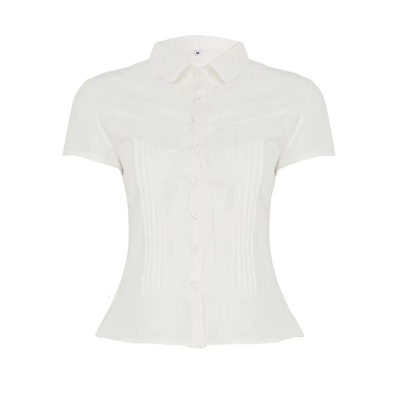 Chemise à col Peter Pan pour femme, nouvelle collection été 2026, design original, coupe ajustée et