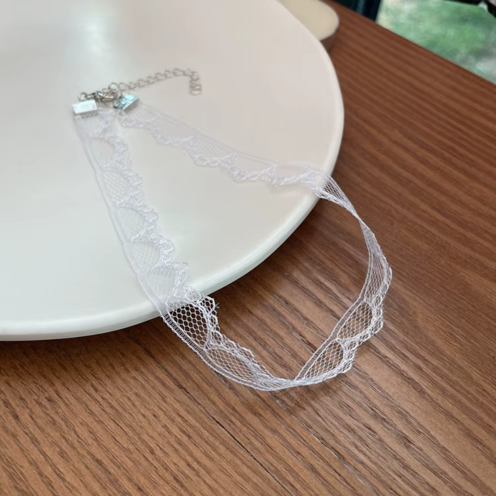 Elagant Y2K – ras du cou pour filles, mode coréenne, mignon, dentelle blanche, colliers Sexy pour fe