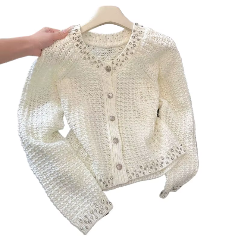 Cardigan en maille 2026 Printemps-Été Nouvelle Collection Couleur Unie Tendance Élégant Simple Polyv