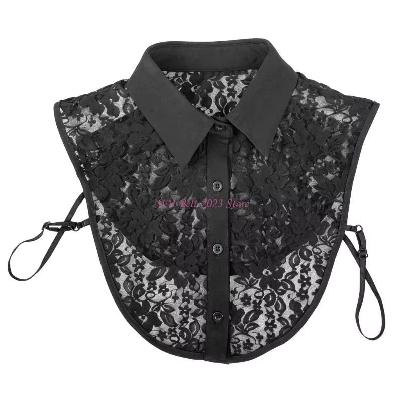 49ME – accessoire décoratif élégant avec col en dentelle détachable, Design à revers, pour robes che