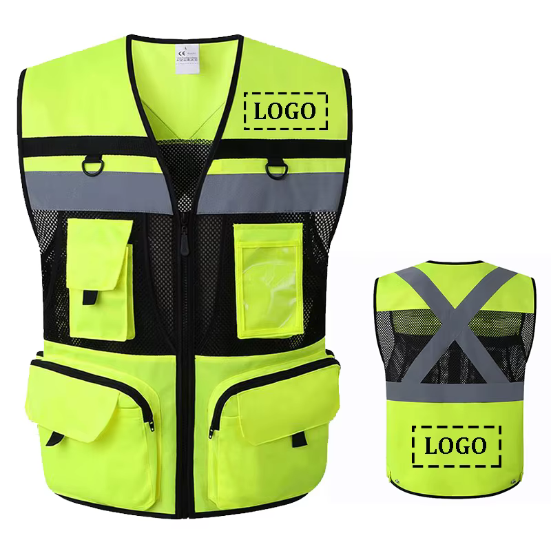 Gilet de Circulation Personnalisé Logo Police Vêtements de Travail Construction Gilet Routier Orange