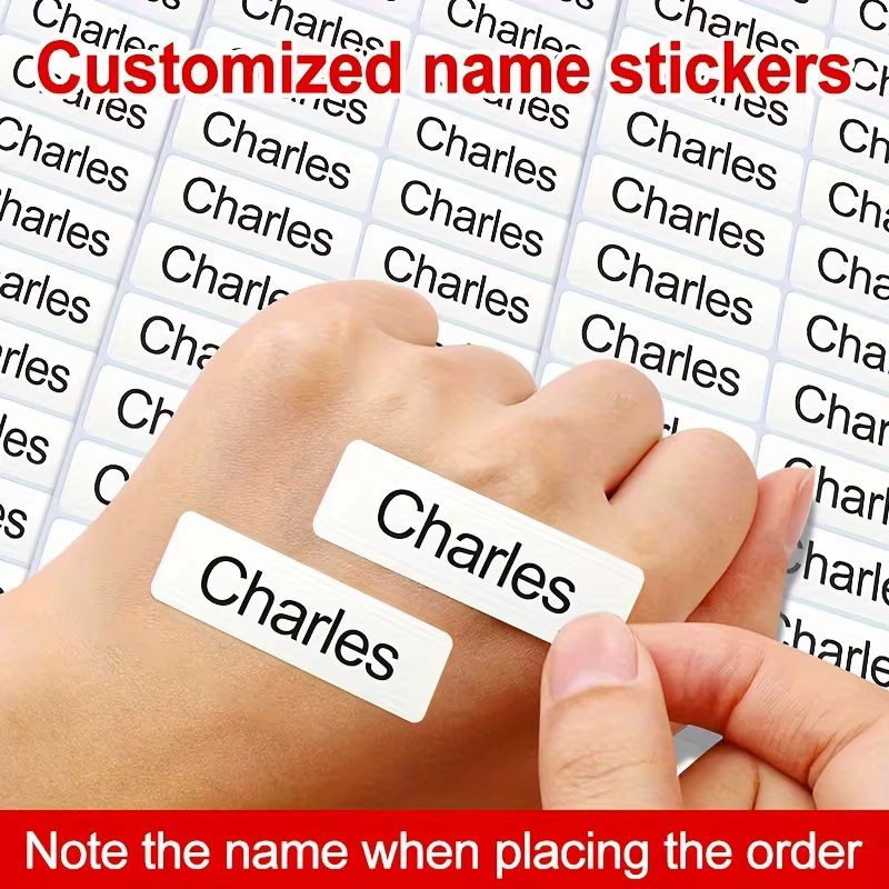 120 autocollants nominatifs personnalisés, imperméables, Kawaii, avec prénom, étiquettes transparent