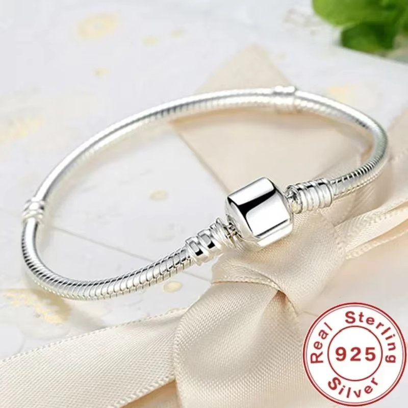 Nouveau 925 en argent Sterling serpent chaîne bricolage Bracelet à breloques pour les femmes cadeau