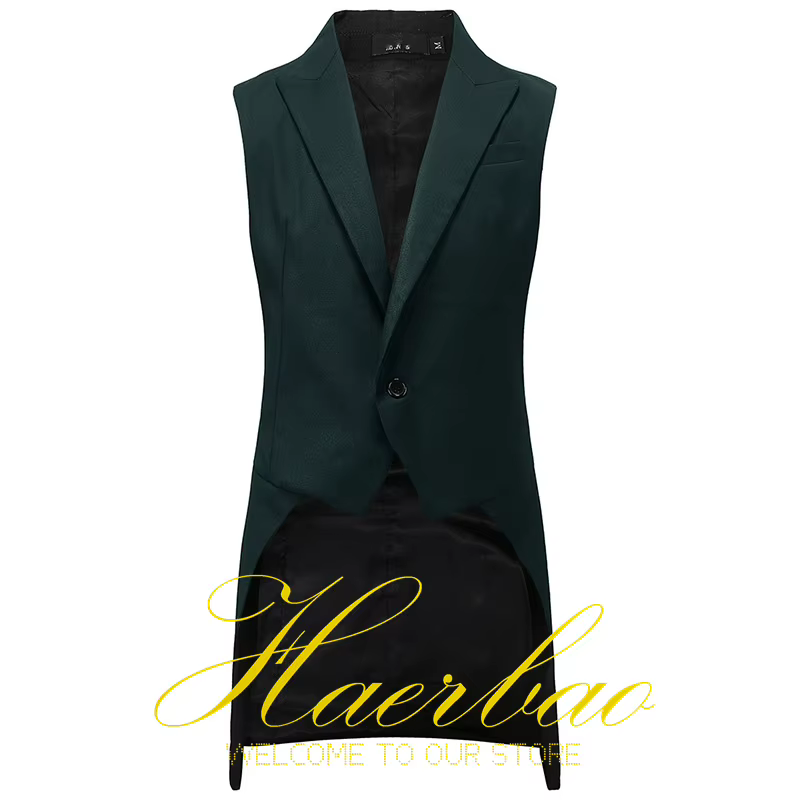 Gilet de costume pour hommes, veste longue sans manches, vêtements de fête formels, gilet de marié, 