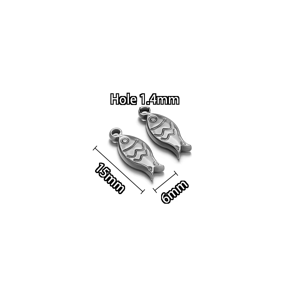 5 pendentifs breloques 3D en forme de poisson en acier inoxydable pour la fabrication de bijoux DIY