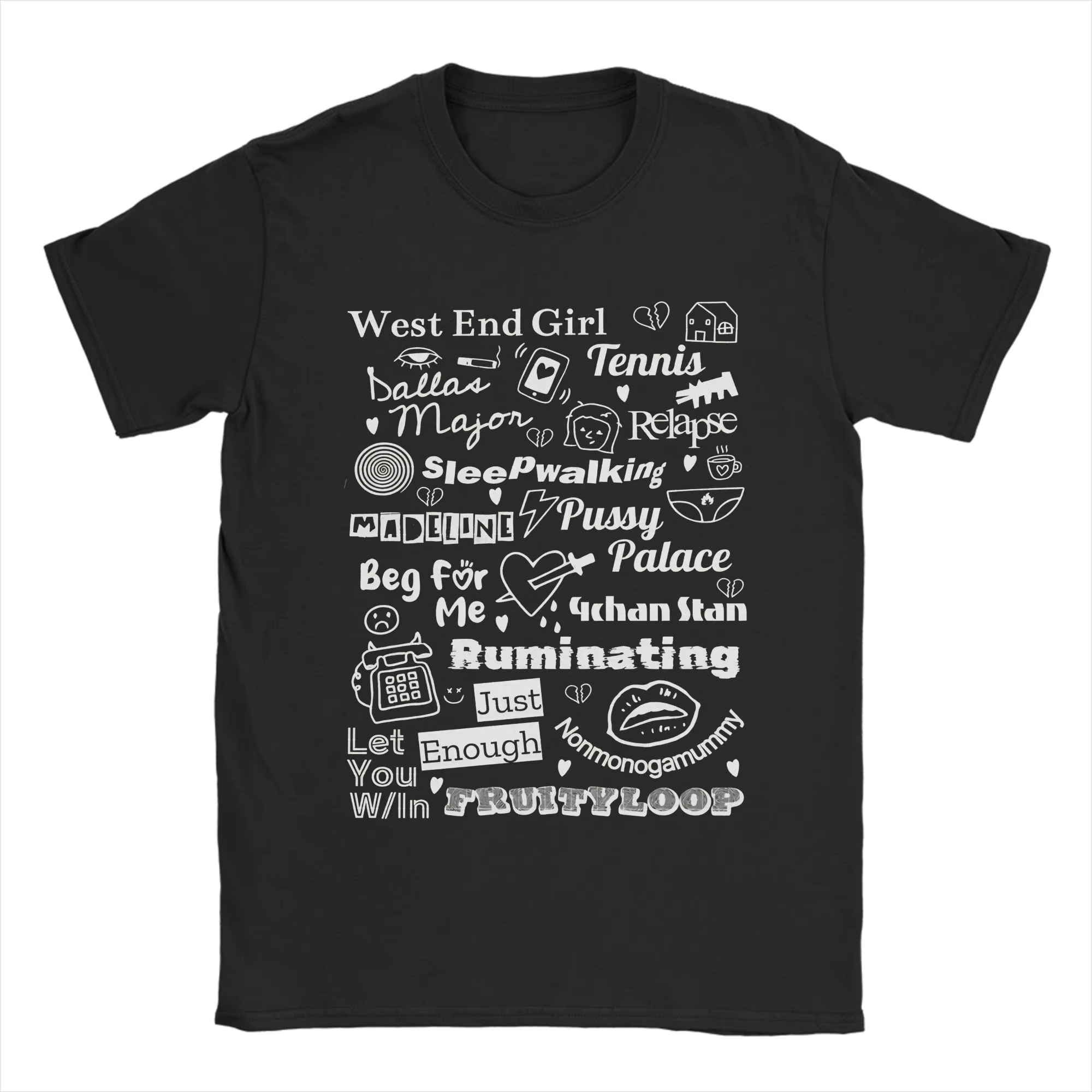 Lily Allen West End Girl Collage T-shirt pour hommes en pur coton, t-shirts amusants à col rond, vêt