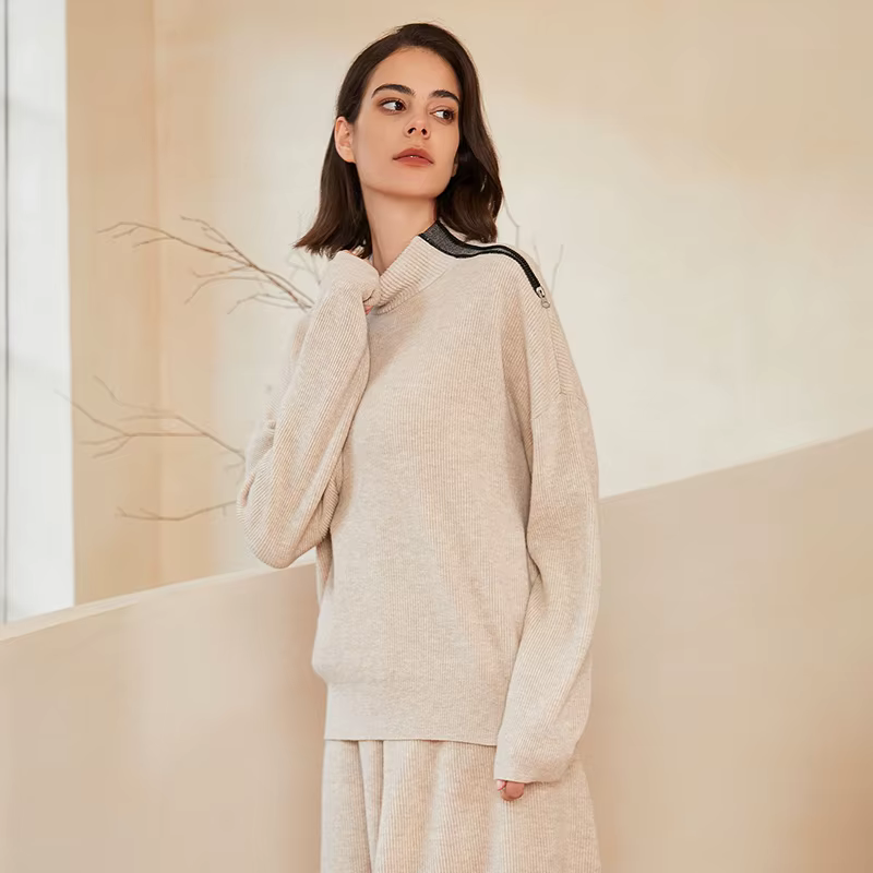 BC-241 demi col haut 12227 pull cardigan 100% laine ogo tricots en laine femmes pull en tricot pulls