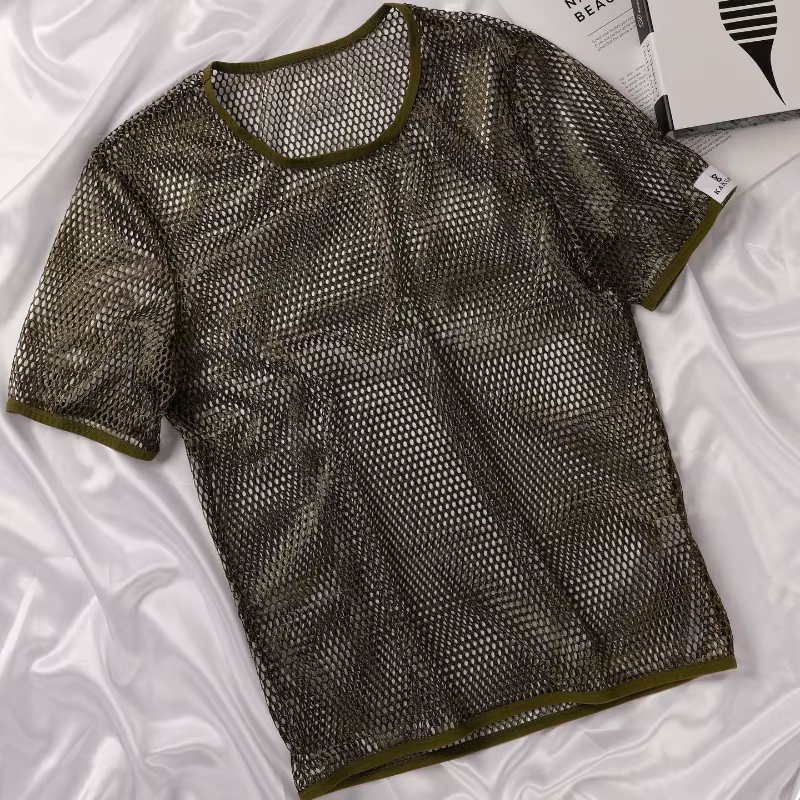 T-Shirt en maille ajourée pour hommes, respirant, Sport, transparent, Streetwear, léger, débardeur d