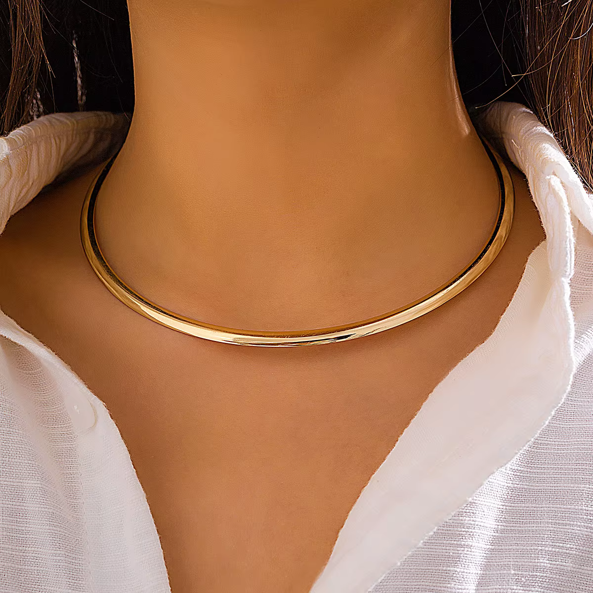 Ingemark Vintage fer métal couples collier ras du cou pour femmes Goth couleur or lisse réglable cha