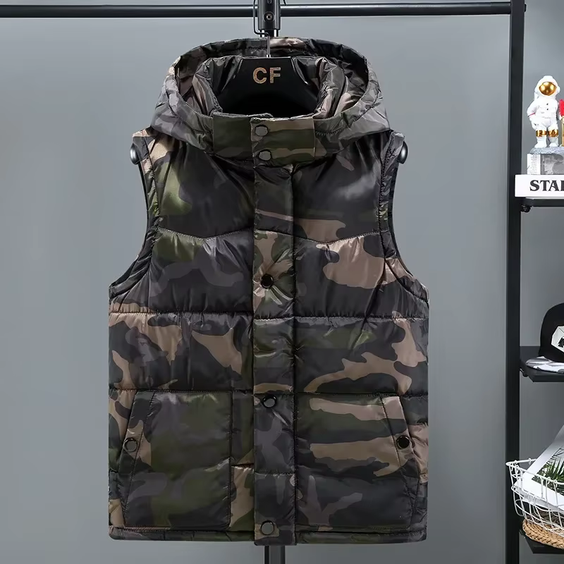 Gilet de Camouflage pour hommes, haut épais, rembourré en coton, imperméable, chaud, sans manches, à