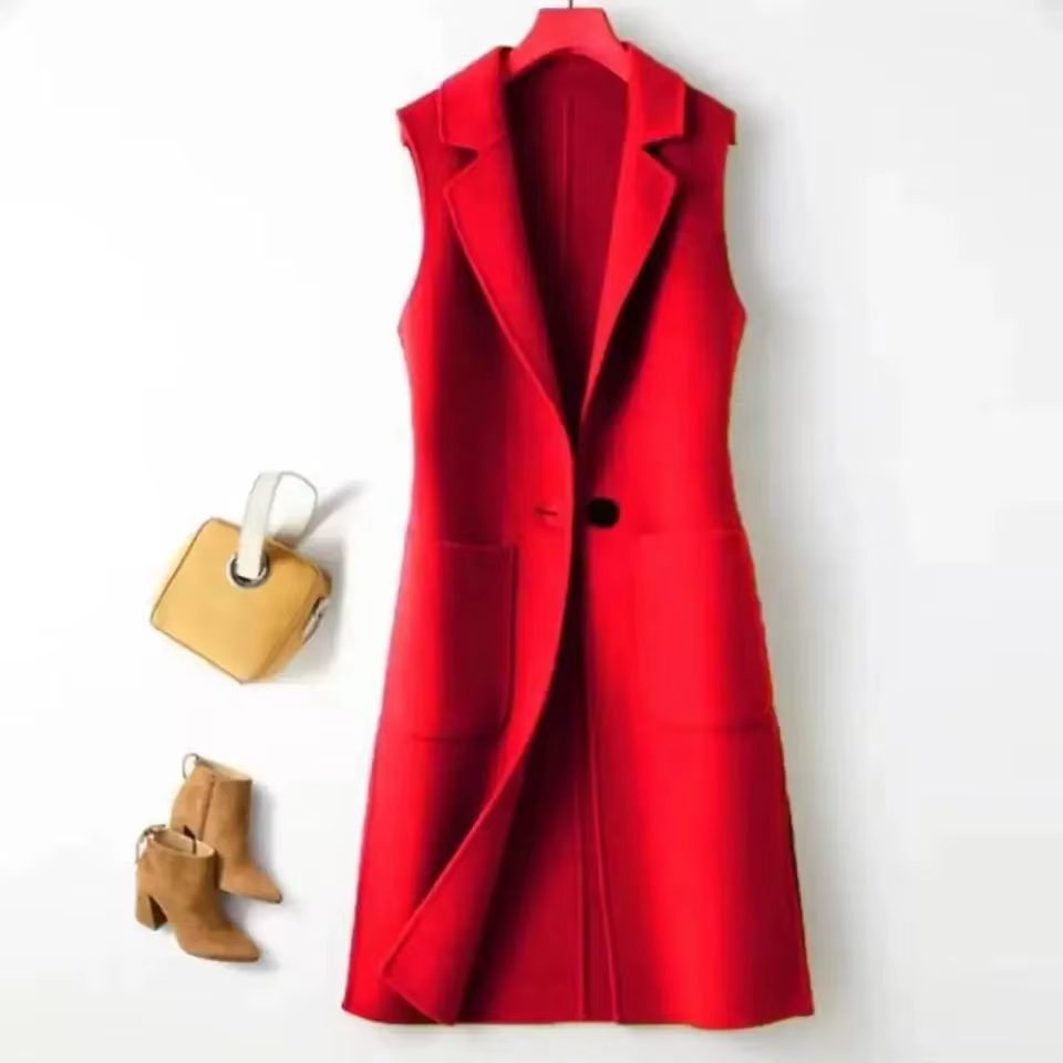Gilet en laine pour femmes, Cardigan polyvalent, mi-long, veste élégante, tendance, nouvelle collect