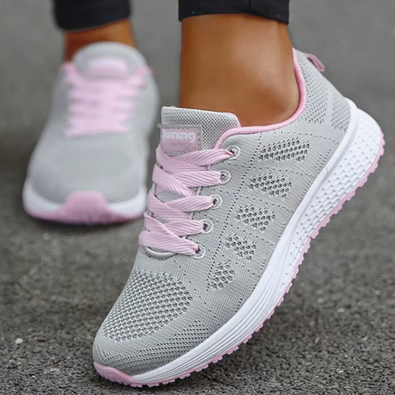 Mode 2025 nouvelles femmes baskets maille tissu femme chaussures marche Sneaker femme à lacets Tenis