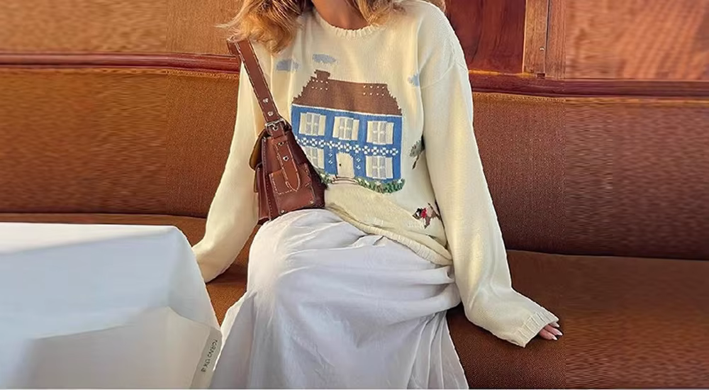 Pull à capuche pour femmes en automne et en hiver 2025, nouveau pull tricoté décontracté à motif de