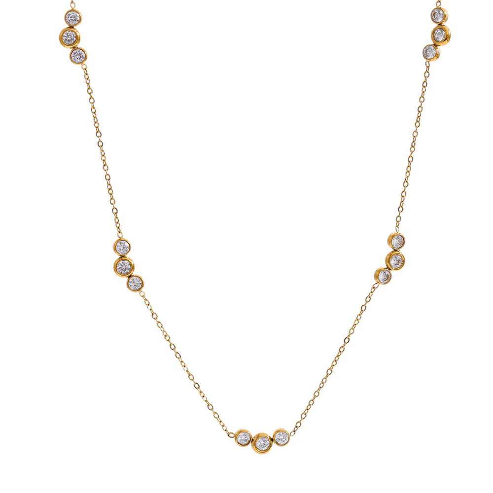 Yhpup – collier Chic fin en acier inoxydable, chaîne en zircone cubique, délicat et populaire, bijou