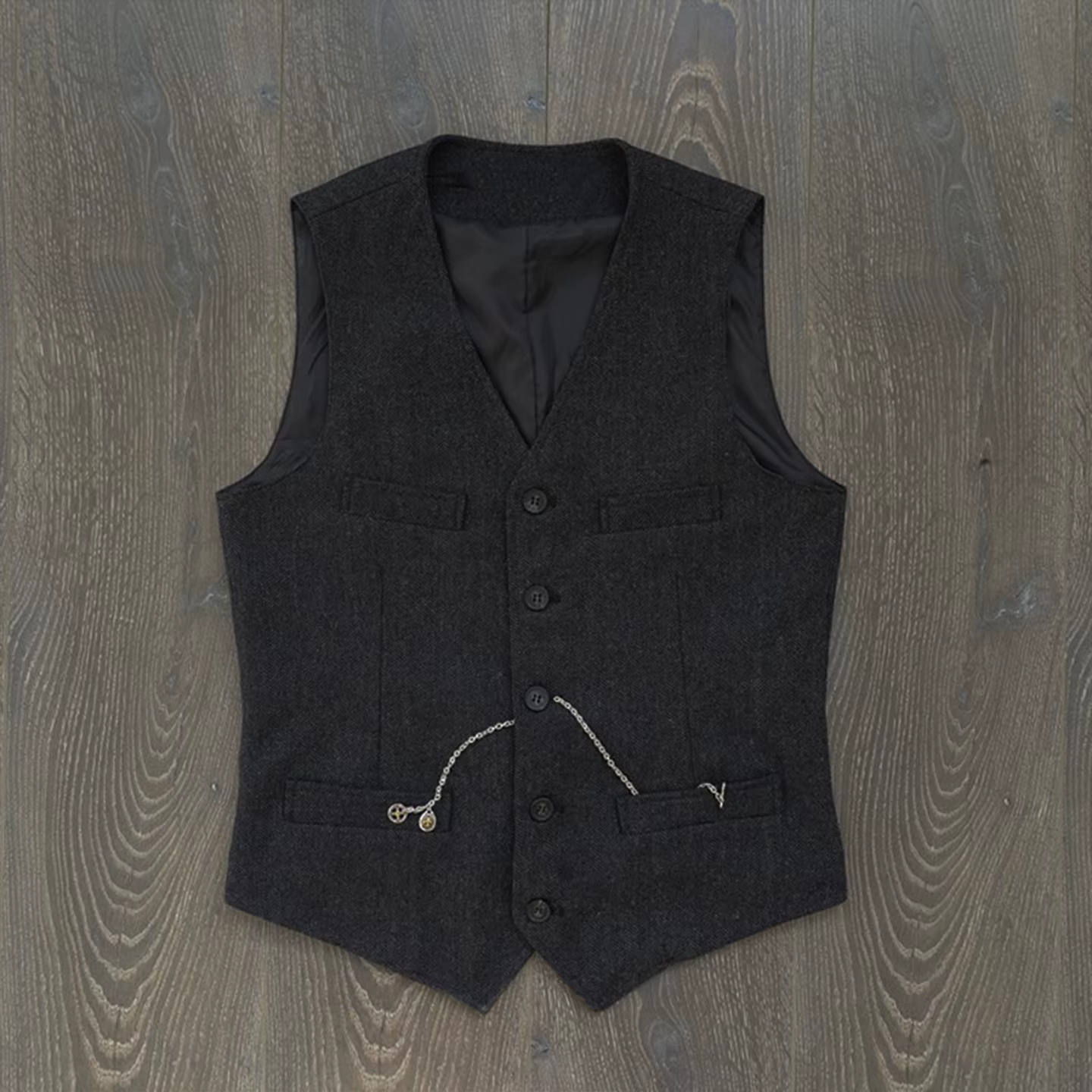 Gilet à chevrons en laine décontracté, gilet intérieur rétro britannique pour hommes de grande taill