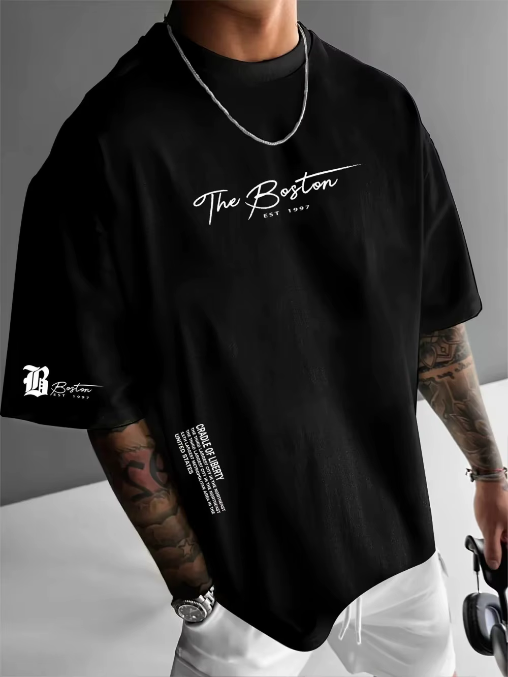T-shirt décontracté pour homme à col rond, confortable et respirant, avec motifs lettrés, adapté aux