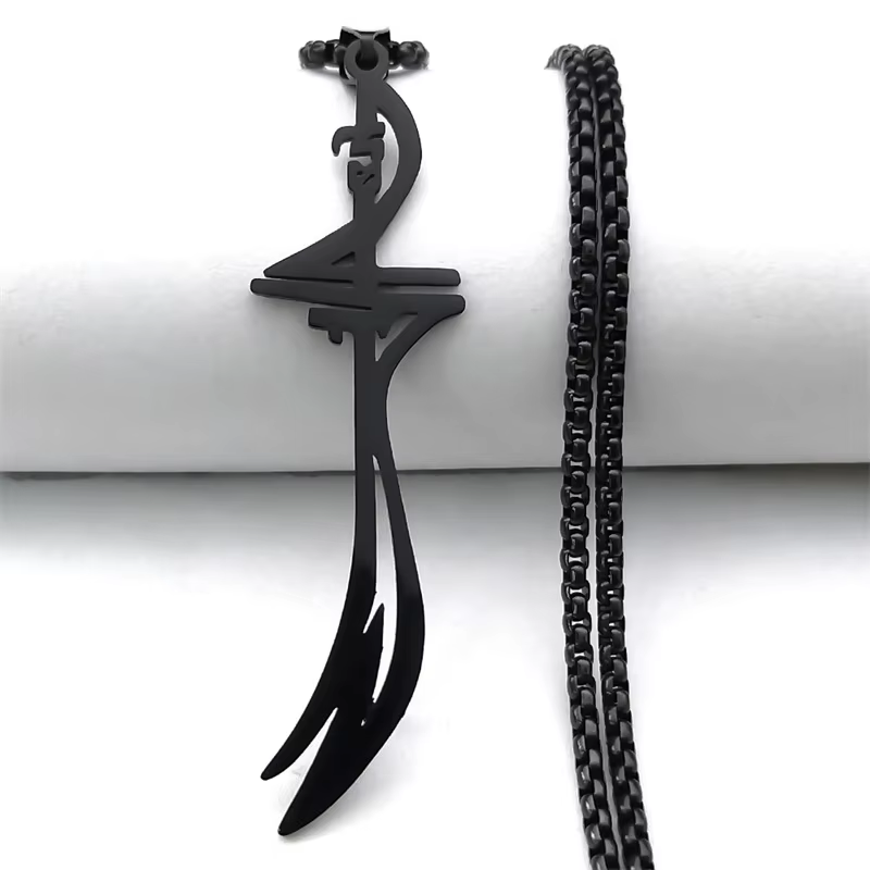 Colliers de la présidence arabe Imam Ali Sword pour femmes et hommes, acier inoxydable, document noi