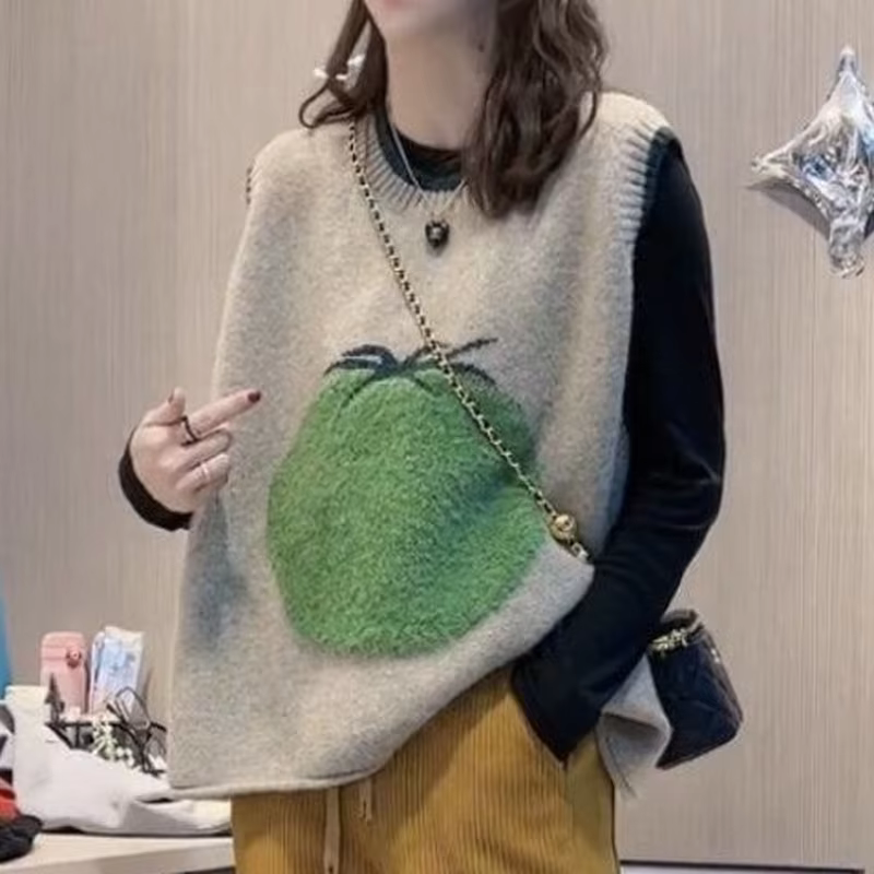 Gilets en tricot femme hiver 2025 esthétique sans manches pull gilet Long Gillet mignon Gilets pour