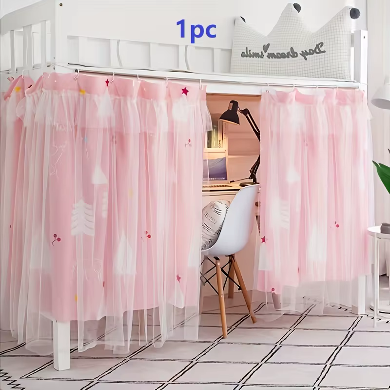 Une rideau de lit double couche avec tissu en maille, idéal pour la confidentialité et la décoration