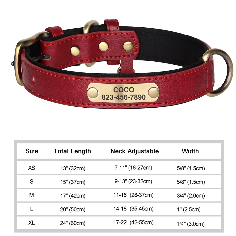Collier de chien personnalisé en cuir PU gravé personnalisé colliers de chien gravure gratuite étiqu