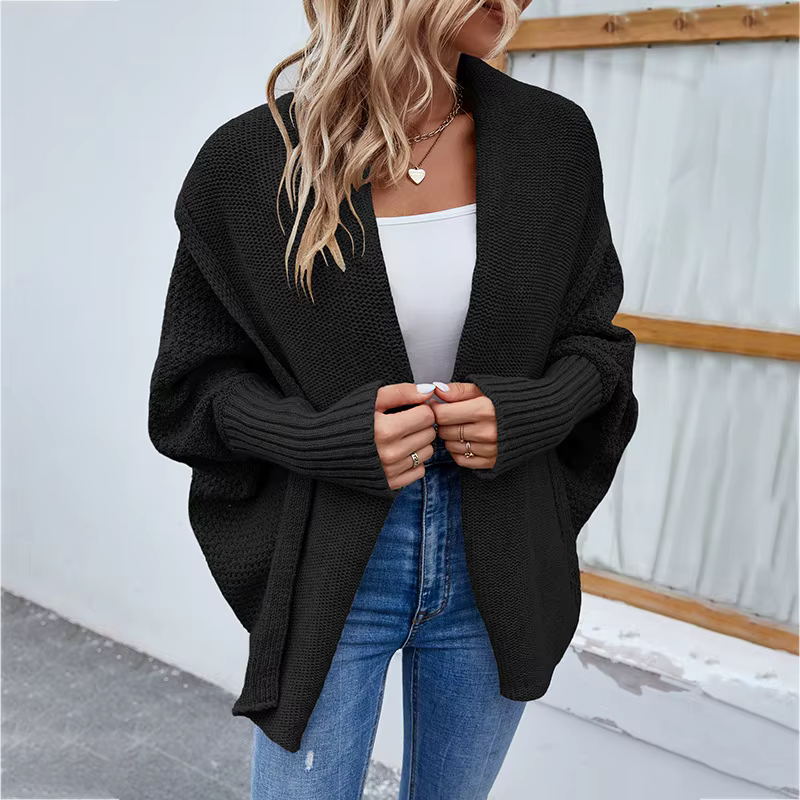 Pull à Manches Lanternes pour Femme, Cardigan Solide, Manteau de Streetwear à la Mode, Collection Au