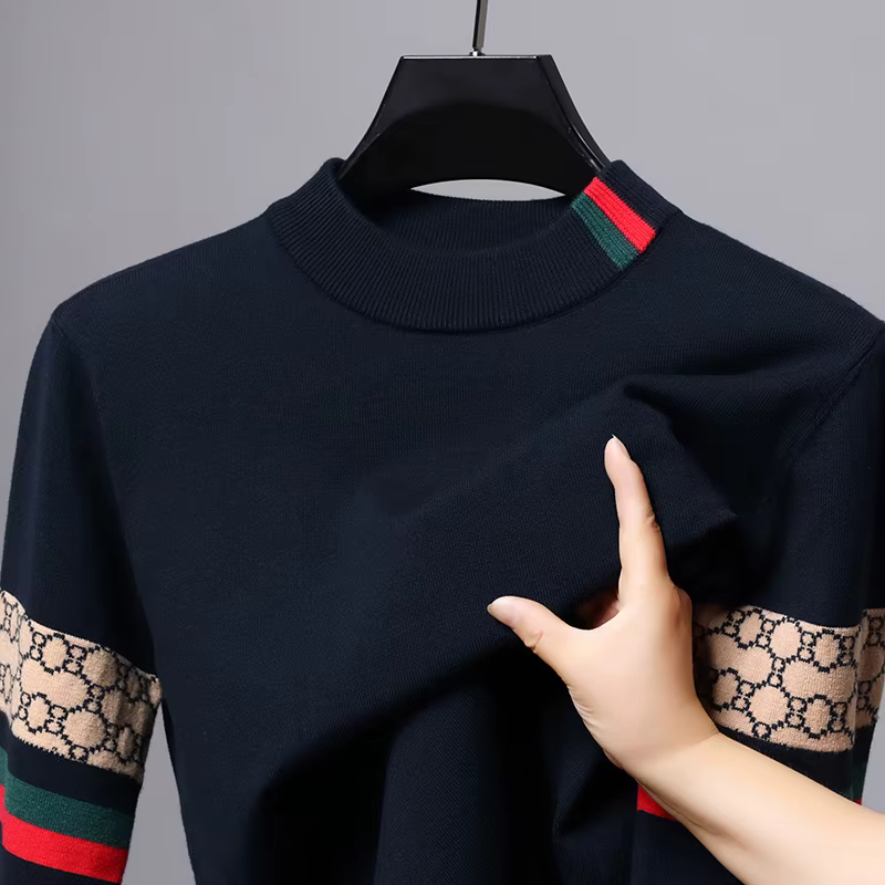 Fashion personnalité jacquard tricot pull luxe marque designer nouveau décontracté doux léger confor