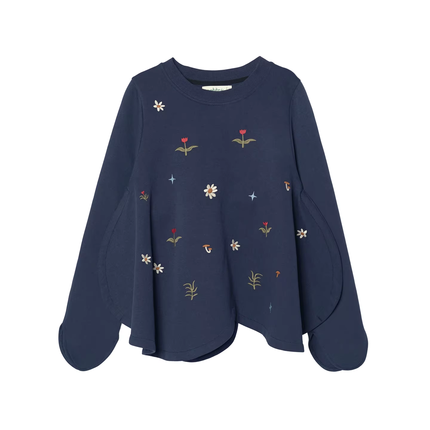 Sweat-shirt bleu marine brodé à fleurs – Style décontracté quotidien et doux, Unique et charmant 255