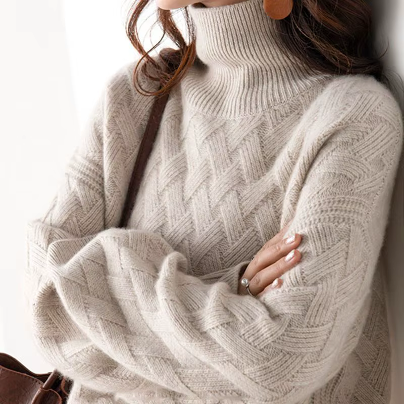 2024 nouvelles femmes pull ample hiver décontracté Chic cachemire surdimensionné épais pull pulls pu