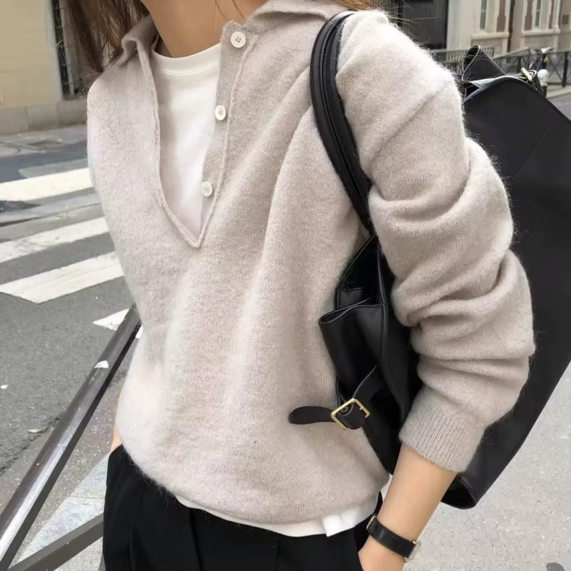 Nouveau 2025 femmes col pull 100% laine pull pour automne et hiver tricot court polyvalent femmes la