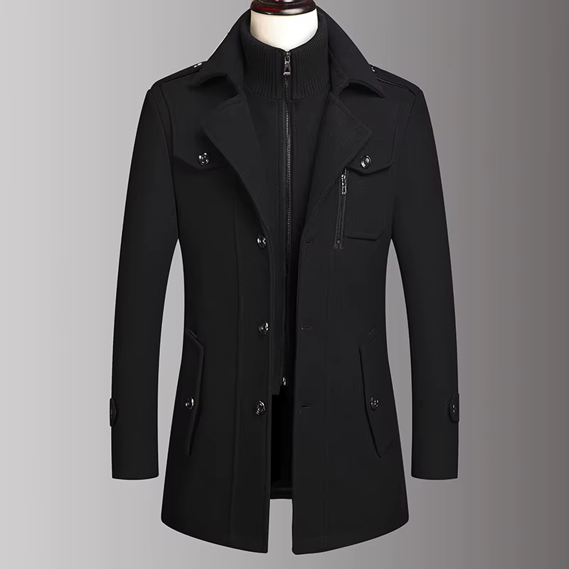 Manteau en laine à Double col pour hommes, beau manteau en laine à la mode pour hommes d'âge moyen,