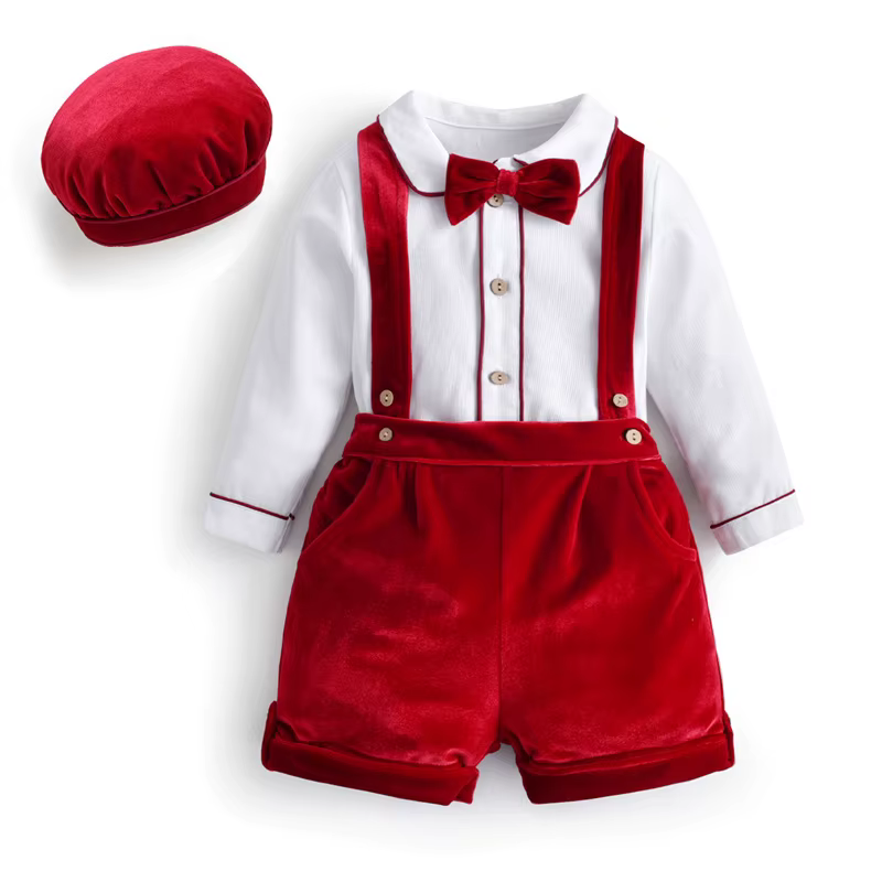Ensemble chemisier et pantalon en velours pour nouveau-né, vêtements imbibés pour bébé garçon, tenue
