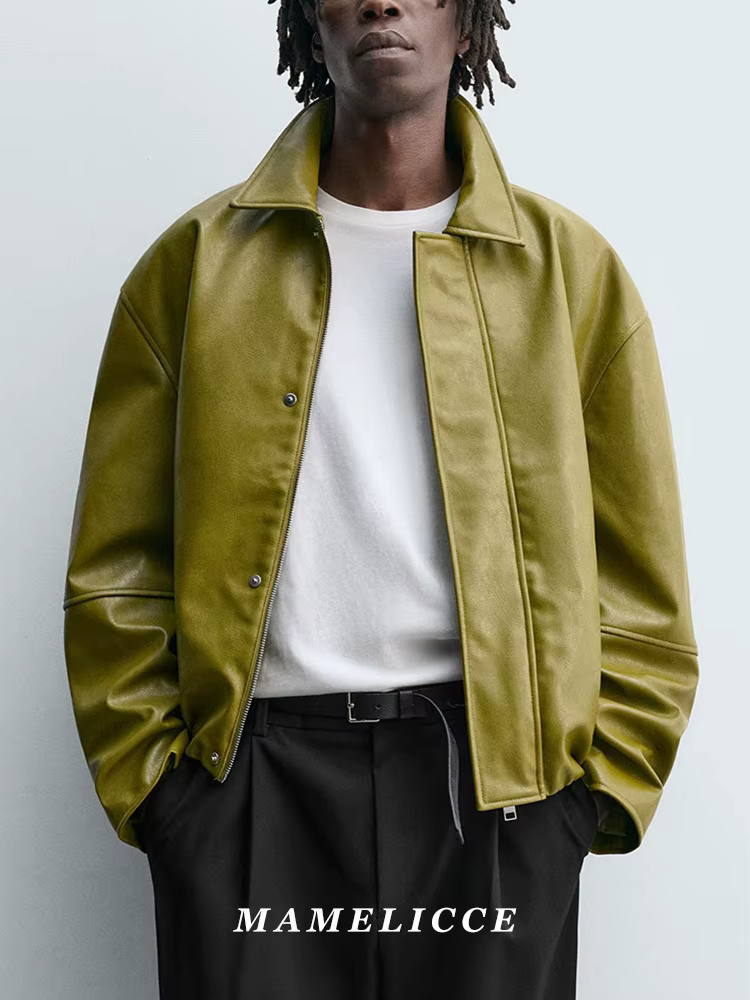 MAMELICCE – Veste en similicuir à col montant, design original, style décontracté, manteau en cuir P