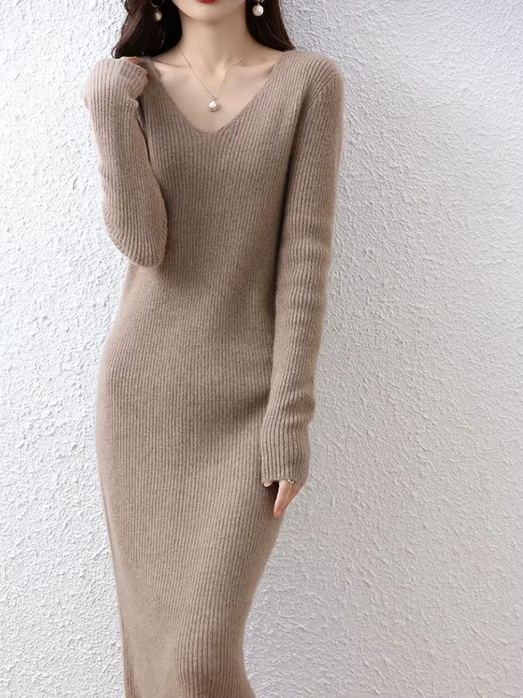 Robes pour femmes col en V Crochet Sexy audacieux femme robe couvrir vêtements Midi moulante longueu