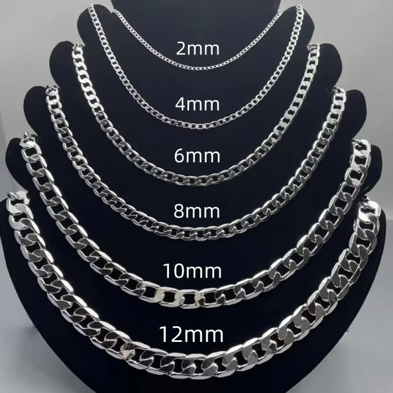 Collier en argent Sterling 925 pour hommes et femmes, 2/4/6/8/10/12MM, 40-75cm, chaîne faciale, ferm
