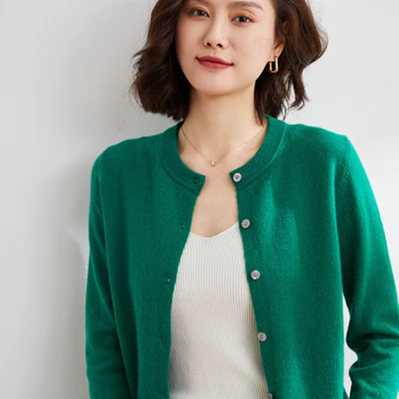 Cardigans en cachemire tricoté à col rond pour femme, pull solide à simple boutonnage, printemps-aut