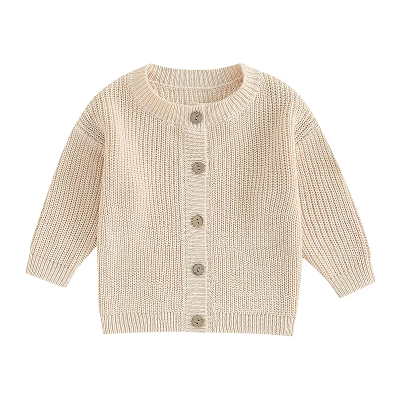 Pull à manches longues pour bébé fille et garçon, cardigan en tricot, manteau mignon, pull boutonné,