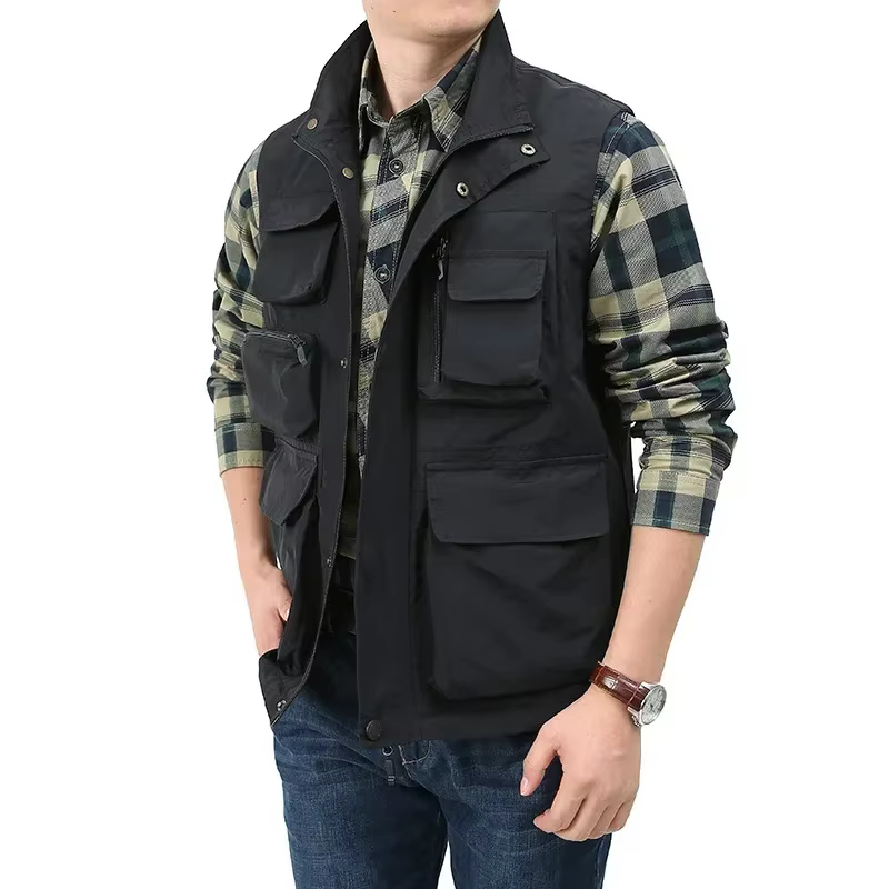 Gilet multifonctionnel décontracté pour hommes, imperméable, séchage rapide, gilet de pêche en plein