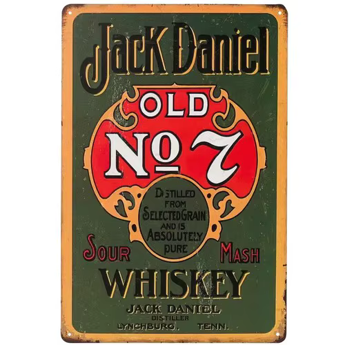 Jack Daniel Old No. 7 7 Sour Mash Whiskey Novelty Metal Sign ;