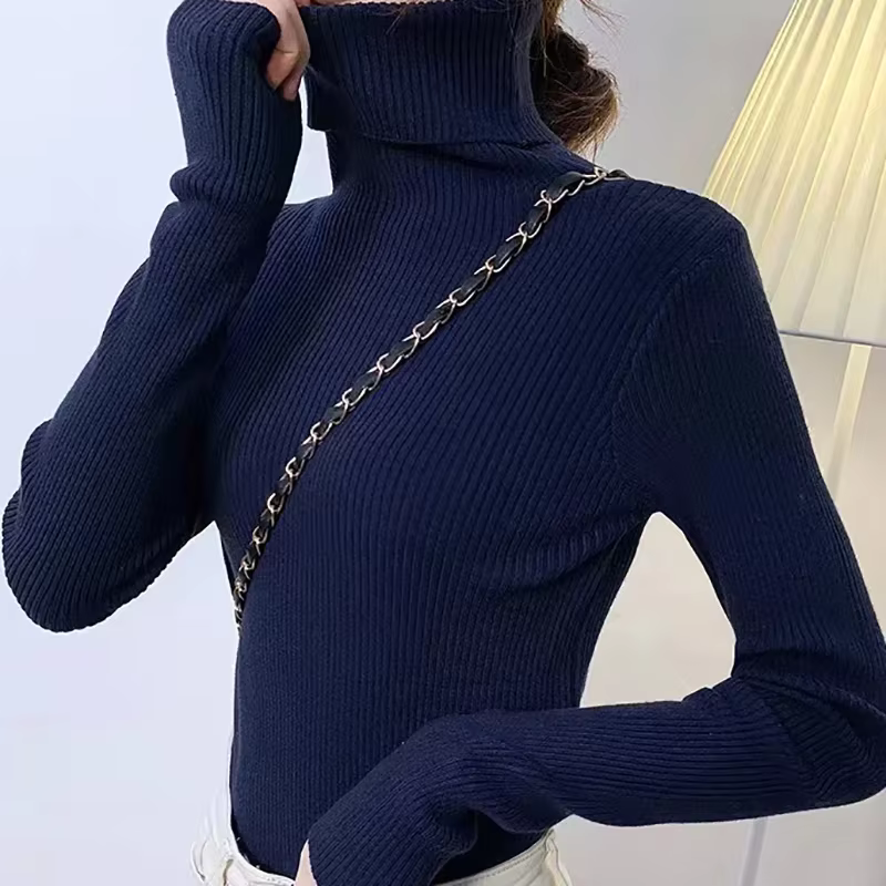 Pull à col roulé pour femme, tricot doux, pulls en cachemire, pulls basiques doux pour femme, automn