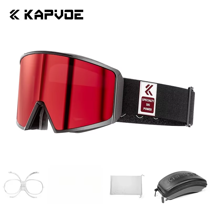 Kapvoe-Lunettes de neige anti-buée pour hommes et femmes, lunettes de ski d'hiver, lunettes de moton