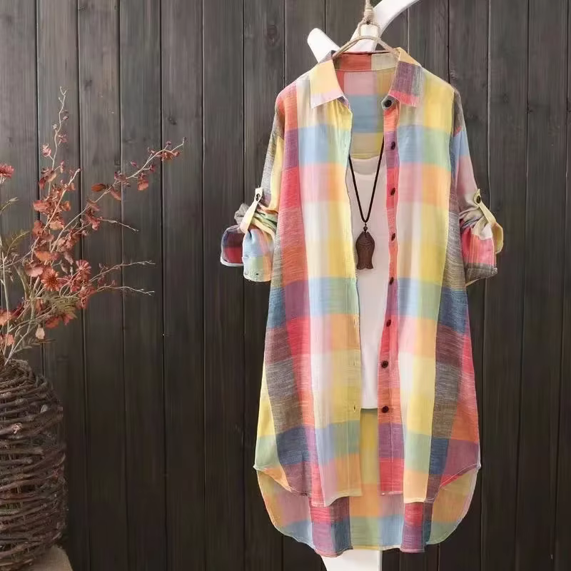 Chemise en coton à carreaux pour femmes, chemisier Chic pour femmes, chemisiers élégants et pour jeu