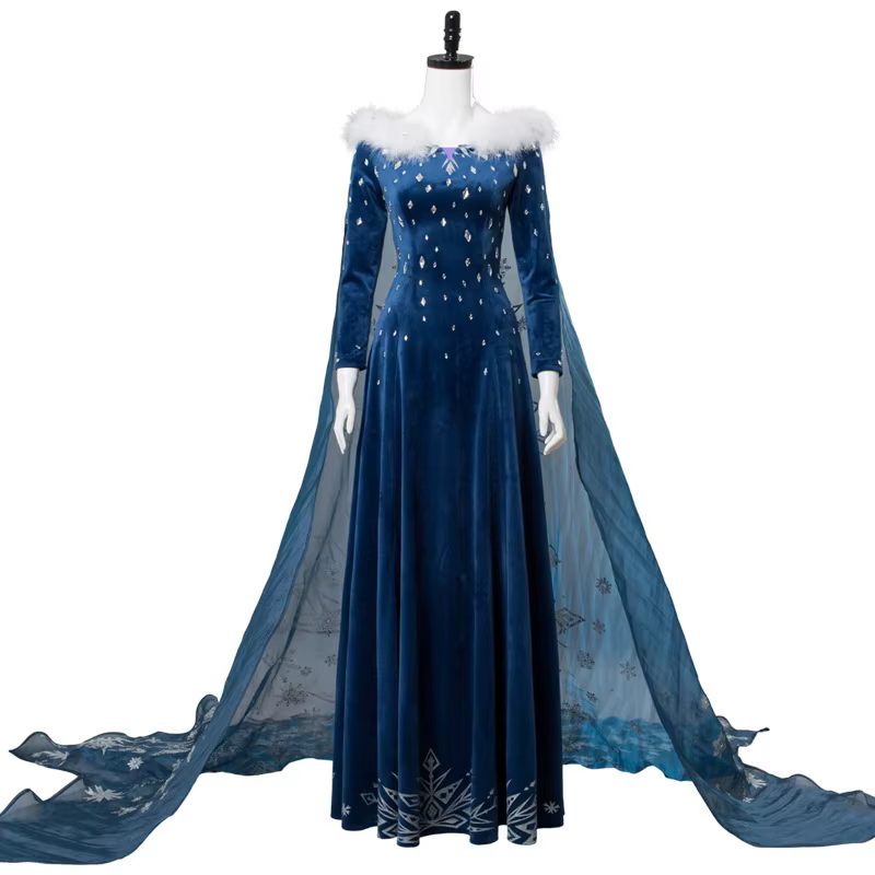 Déguisement Elsa Reine des Neiges Costume Adulte La Reine des Neiges : Joyeuses Fêtes Robe en Velour