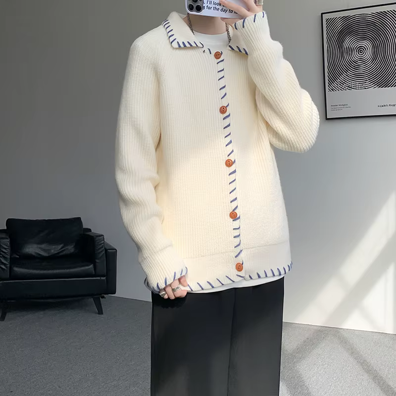 Pull tricoté à col décontracté pour hommes, cardigan nouvellement conçu, pull quotidien, bouton à si