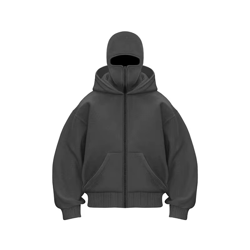 Cagoule à capuche zippée pour homme, sweat-shirt chaud et décontracté, Y2K, avec masque facial à cap
