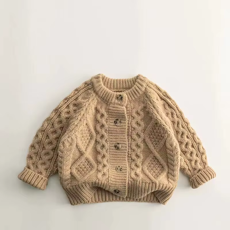 Cardigan tricoté pour enfants, pull de couleur unie, manteau pour bébé, collection printemps-automne