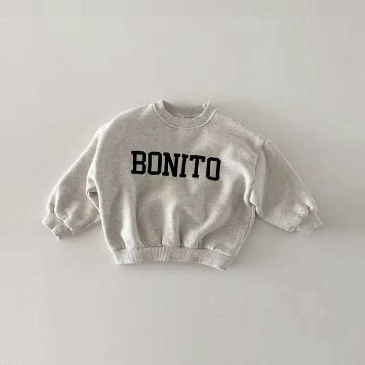 4500 bébé pull hiver 2024 lettre broderie bébé fille Sweatershirt Plus velours pull hauts pullover