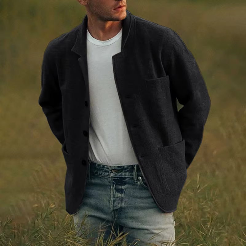 Hommes manteau en laine col montant couleur unie coupe-vent automne hiver épaissir Trench manteau pa